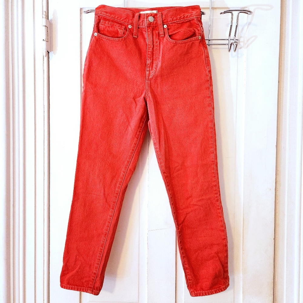 High-Rise Red Women's Jeans